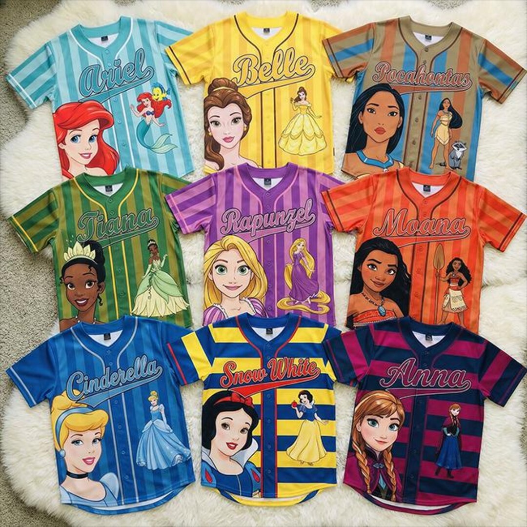Disney Princess Baseball Jersey Custom Name, Ariel Belle Rapunzel Shirt ...
