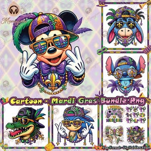 9 Mardi Gras PNG Bundle, Cartoon Png, Mardi Gras Vibes Png, Fleur De Lis Png, Festival Mardi Gras, Mardi Gras Shirt Design Png, Digital File