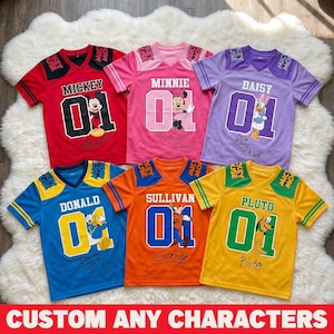 Mickey Mouse Football Jersey Shirt, Disney Minnie Donald Goofy Pluto Daisy Sports Tee, Custom Cartoon Fan Gift Apparel