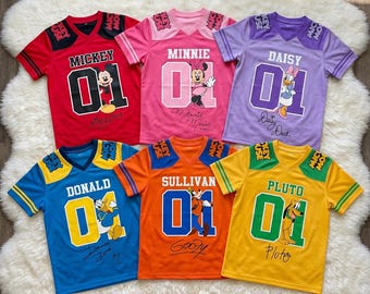 Mickey Mouse Football Jersey Shirt, Disney Minnie Donald Goofy Pluto Daisy Sports Tee, Custom Cartoon Fan Gift Apparel