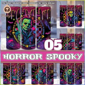 Horror Spooky PNG Bundle, Horror Halloween Neon Color, Blood Drip, 20 Oz Skinny Tumbler Sublimation Png, Horror Tumbler Wrap, Digital File