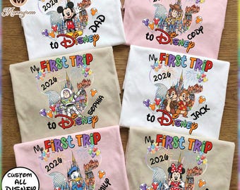 My First Trip Disney World 2026 Shirt, Custom Name, Family Vacation Tee, Disney World Castle Fireworks Shirt, Comfort Colors T-Shirt