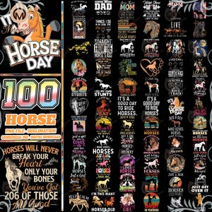 100 Files Horse Png Bundle, Horse Shirt Designs, Horse Clipart, Horse Lover, Horse Farm, Funny Horse Designs, Commercial Use, Digital File
