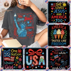 6 ontwerpen Amerika PNG-bundel, 4 juli png, patriottische png, Memorial Day, Independence Day, preppy Amerika, commercieel gebruik, digitaal bestand
