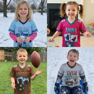 Frozen Football Jersey Custom Name, Elsa Anna Olaf Birthday Shirt, Disney Frozen Family Matching Outfit Kids Party Gift, Y2k Jersey bild 3