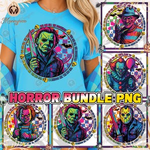 Colorful Horror PNG Bundle, Horror Neon Color Shirt Design, Horror Checkered Design Png, Horror Halloween Png, Horror Quotes, Digital File