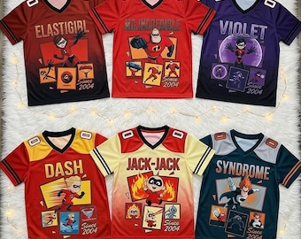 Incredibles Football Jersey Custom Name, Pixar Incredibles Birthday Shirt, Dash Violet Jack Jack Family Matching Outfit Gift, Y2k Jersey