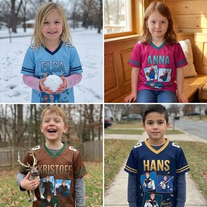 Frozen Football Jersey Custom Name, Elsa Anna Olaf Birthday Shirt, Disney Frozen Family Matching Outfit Kids Party Gift, Y2k Jersey bild 2
