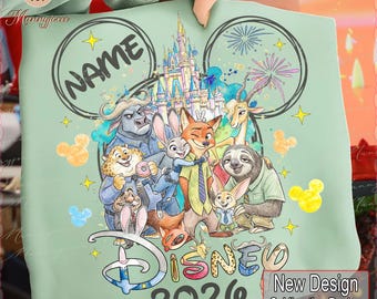 Diseño de camiseta con nombre personalizado de animal divertido 2026 para niños y niñas PNG, cabeza de ratón - Clipart de castillo, conjuntos de vacaciones a juego, descarga digital