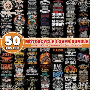 50 Files Motorcycle PNG Bundle, Streetwear Motorcycle Biker, Biker Graphic Png, Motorcycle Club T-Shirts Png, Commercial Use, Digital File