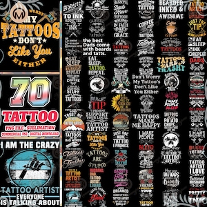 70 Files Tattoo Png Bundle, Funny Tattoo Quotes Png, Tattoo Lover, Tattoo Shirt Designs Png, Tattoo Clipart, Commercial Use, Digital File