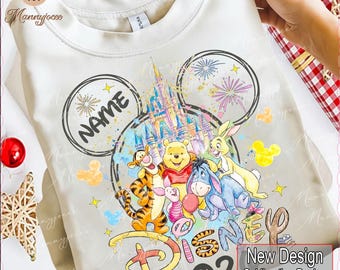Custom Name Funny Cartoon 2026 Shirt Design for Boys And Girls PNG, Mouse Head - Castle Clipart, Matching Vacation Outfits, Digital Download