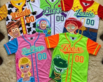 Toy Story Baseball Jersey Custom Name, Woody Buzz Lightyear Jessie Shirt, Toy Story Birthday Outfit, Kids Party Family Gift,  Y2k Jersey