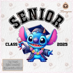Blaue Alien Graduierung Png, Graduierung Png, Seniorenklasse 2025, Graduierung Sublimationsdesign Png, Graduierung Shirt Design Png, digitale Datei