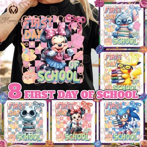 8 Designs First Day Of School PNG Bundle, Cartoon Character, Kindergarten Png, Pre-k Png, First/Second/Third/Fourth Grade Png, Digital File