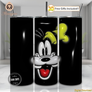 Cartoon Character Png, 3D Inflated Design Png, Funny Dog Png, Cartoon Face, 20oz Skinny Tumbler Sublimation Design Wrap Png, Digital File