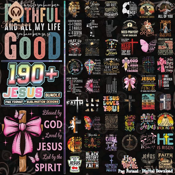 190+ Files Jesus Christian PNG Bundle, Retro Christian bundle Png, Religious Png, Bible Verse Png, Jesus Silhouette Png, Digital File