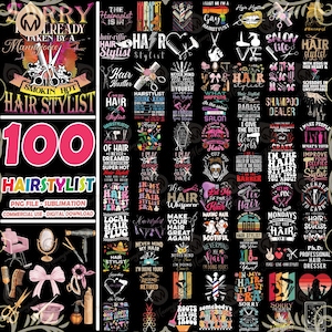 100 Files Hair Stylist Png Bundle, Hairdresser Png, Hair Clipart, Barber Shirt Designs, Beauty Hairdresser, Commercial Use, Digital File