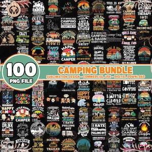 100 Files Camping Png Bundle, Outdoor Adventure, Nature Lover, Camp Life, Camping Shirt Design Bundle Png, Commercial Use, Digital File