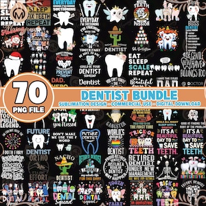 100 Files Dentist PNG Bundle, Funny Dental Shirt Designs, Dental Hygienist Clipart, Dentist Shirt Designs Png, Commercial Use, Digital File