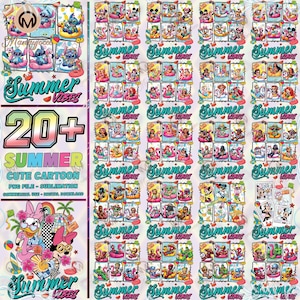 25 Designs Cartoon Summer PNG Bundle, Summer Vibes Png, Princess-Superhero-Horror For Summer Shirt Designs Png, Commercial Use, Digital File
