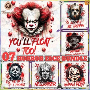 Horror Character PNG Bundle, Halloween Movies Png, Horror Spooky Shirt Designs, Horror Quotes Png, Horror Halloween Clipart, Digital File