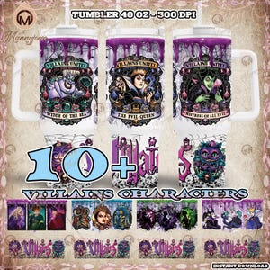 14 Designs Villain Character Silhouette PNG Bundle, 40oz Quencher Tumbler Sublimation Design Png, 40oz Tumbler Wrap Png Bundle, Digital File