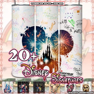 22 Designs Cartoon character signature PNG Bundle, Cartoon Castle Png, Mouse Head, 20oz Skinny Tumbler Sublimation Designs Png, Digital File