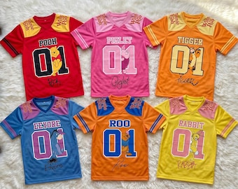 Winnie The Pooh Football Jersey Shirt, Disney Tigger Piglet Eeyore Rabbit Roo Sports Tee, Custom Cartoon Fan Gift Apparel