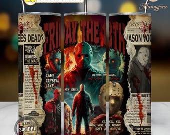 Horror Friday 20oz Tumbler Wrap Png, Love Horror Movies Png, Horror Theme Png, Horror Newspaper Png, Horror Tumbler Design Png, Digital File