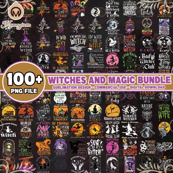 100+ Files Witch PNG Bundle, Witches And Magic Png, Witchy Witchcraft Png, Funny Witch Quotes Png, Villain Png, Commercial Use, Digital File