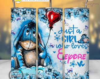 Donkey Love Png, Just A Girl Who Love Donkey Png, Seamless Design Png, 20oz Skinny Tumbler Sublimation Design Wrap Png, Png Digital File