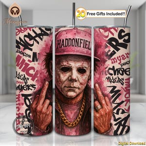 Funny Horror PNG, Horror Meme Clipart, Trick Or Treat, 20oz Skinny Tumbler Sublimation Design Wrap Png, Horror Tumbler Wrap, Digital File