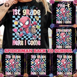 6 Designs Superhero PNG Bundle, Pre-k/Kindergarten/1St/2Nd/3Rd/4Th Grade Png, Checkered Design, School Png, Commercial Use, Digital File