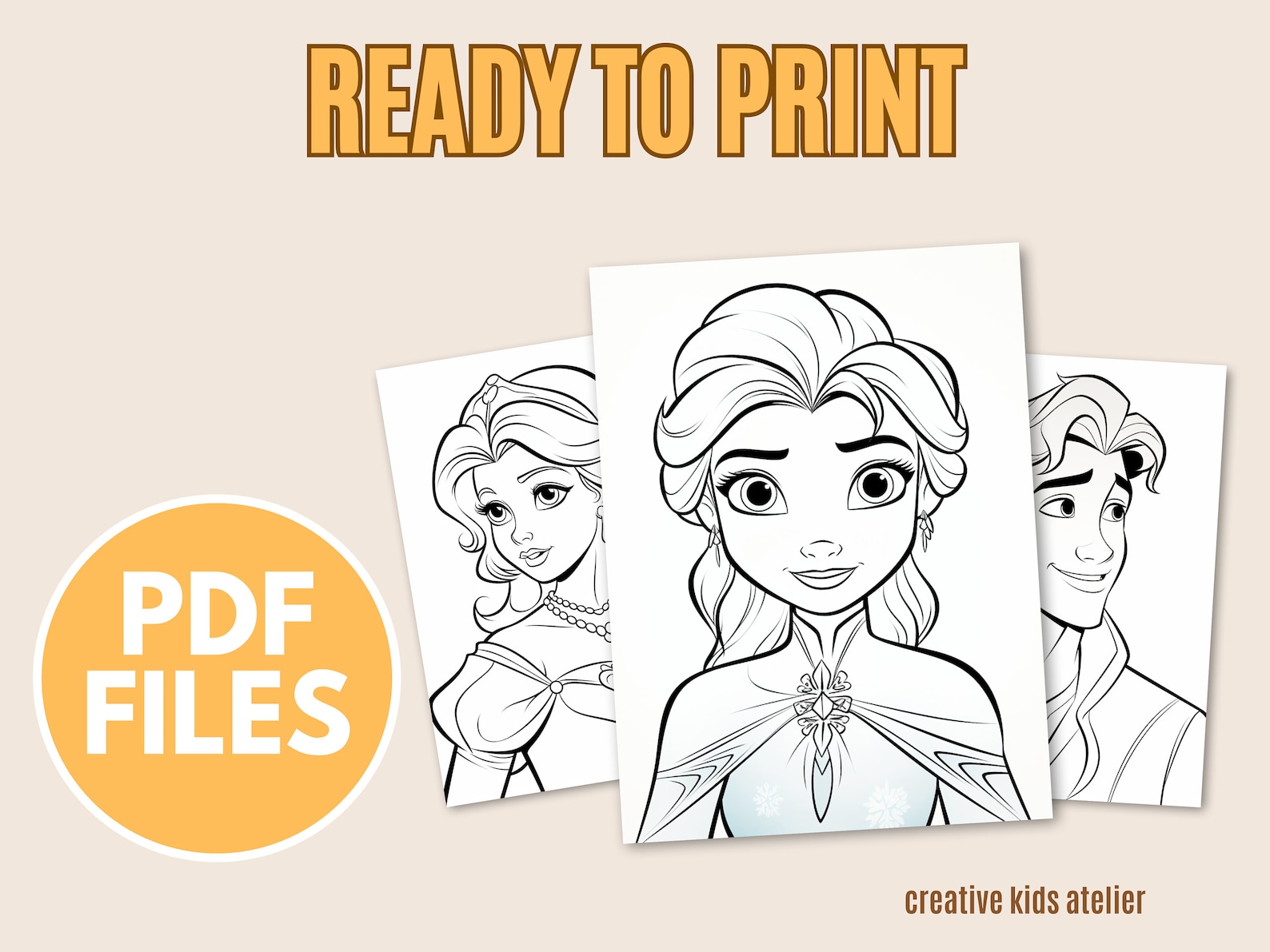 43 Character Coloring Pages in Cartoon Style - Instant Download ...