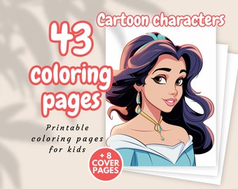 43 Malvorlagen für Charaktere im Cartoon-Stil – Sofortiger Download – Druckbares PDF, Malvorlagen für Kinder