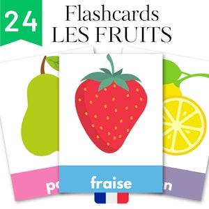 24 flashcards de fruits, cartes éducatives pour enfants, flashcards Montessori, téléchargement instantané - PDF imprimable