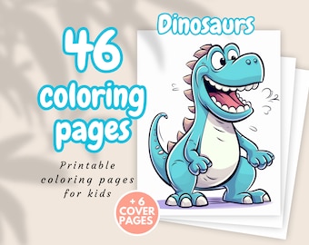 46 Dinosaurier-Malvorlagen im Cartoon-Stil – Sofortiger Download – druckbares PDF, Malvorlagen für Kinder