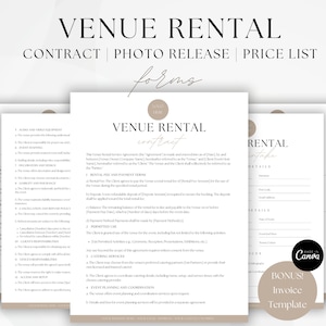 Venue Rental Contract, Wedding Venue Contract, Event Center Agreement, Event Planning Form