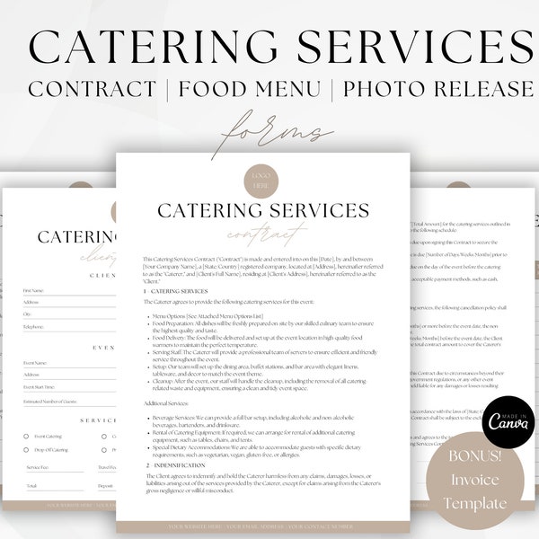 Catering Contract Template, Event Services Agreement Document, Catering Business Template