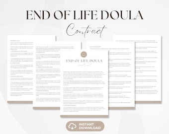 End of Life Doula Contract, Death Midwife Services Agreement, EOL Doula Business Forms, EOL Doula Invoice & Receipt, Instant Download