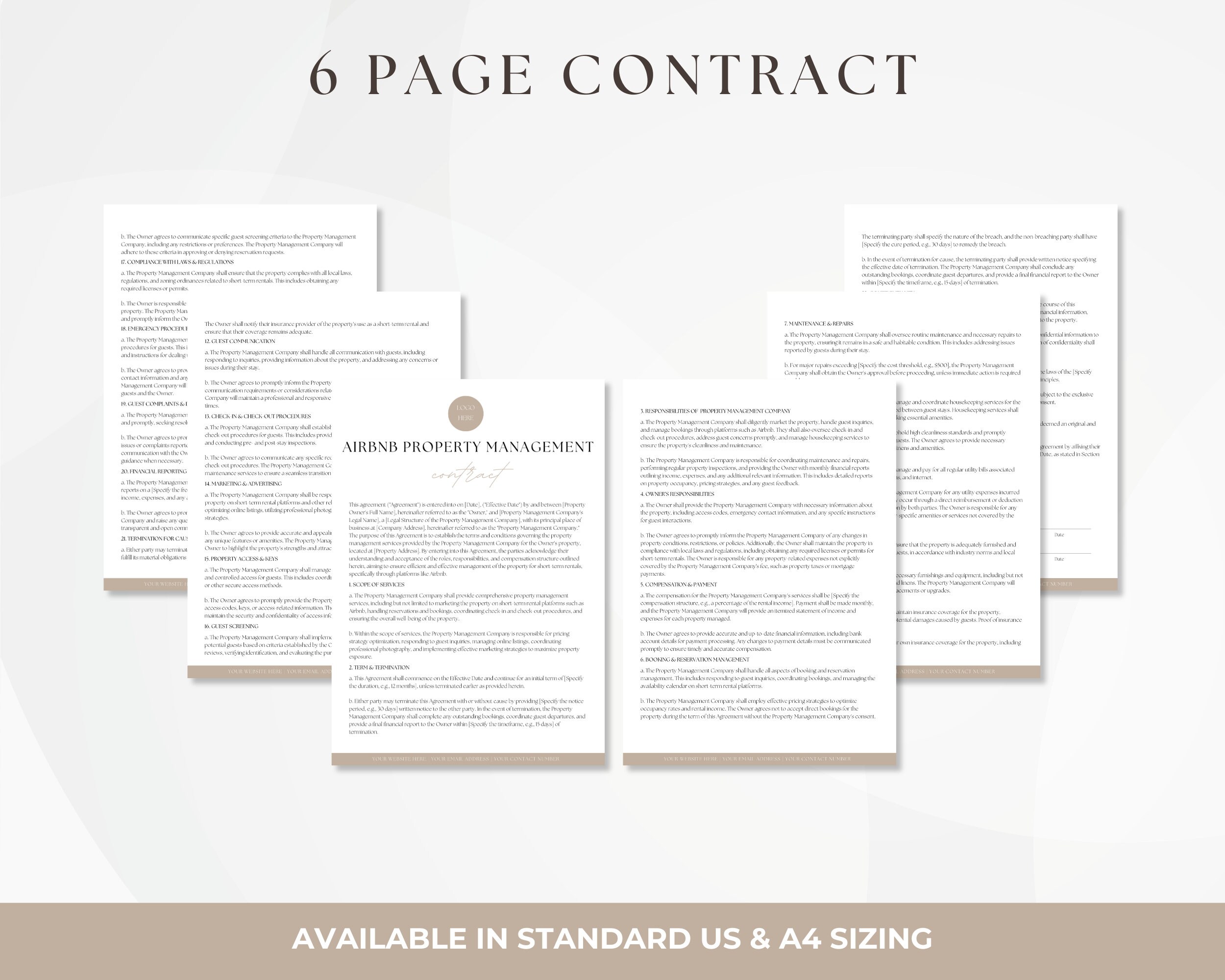 Airbnb Property Management Contract Editable VRBO Short term Rental Airbnb Property Management Contract Editable VRBO Short term Rental