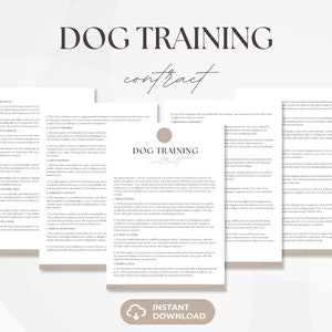 Dog Training Contract, Dog Training Services Agreement, Pet Business Forms, Dog Training Invoice & Receipt, Dog Trainer Client Forms