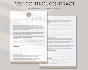 Pest Control Services Contract Template, Customizable Pest Management Agreement, Residential & Commercial Protection Plan, Canva Template