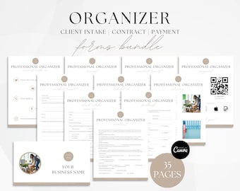 Editable Professional Organizer Bundle, Decluttering Contract Template, Client Intake Form, Organizing Service Agreement, Canva Editable