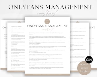 OnlyFans Management Agency Contract Template, Social Media Management Agreement, Instagram Model Agreement Contract