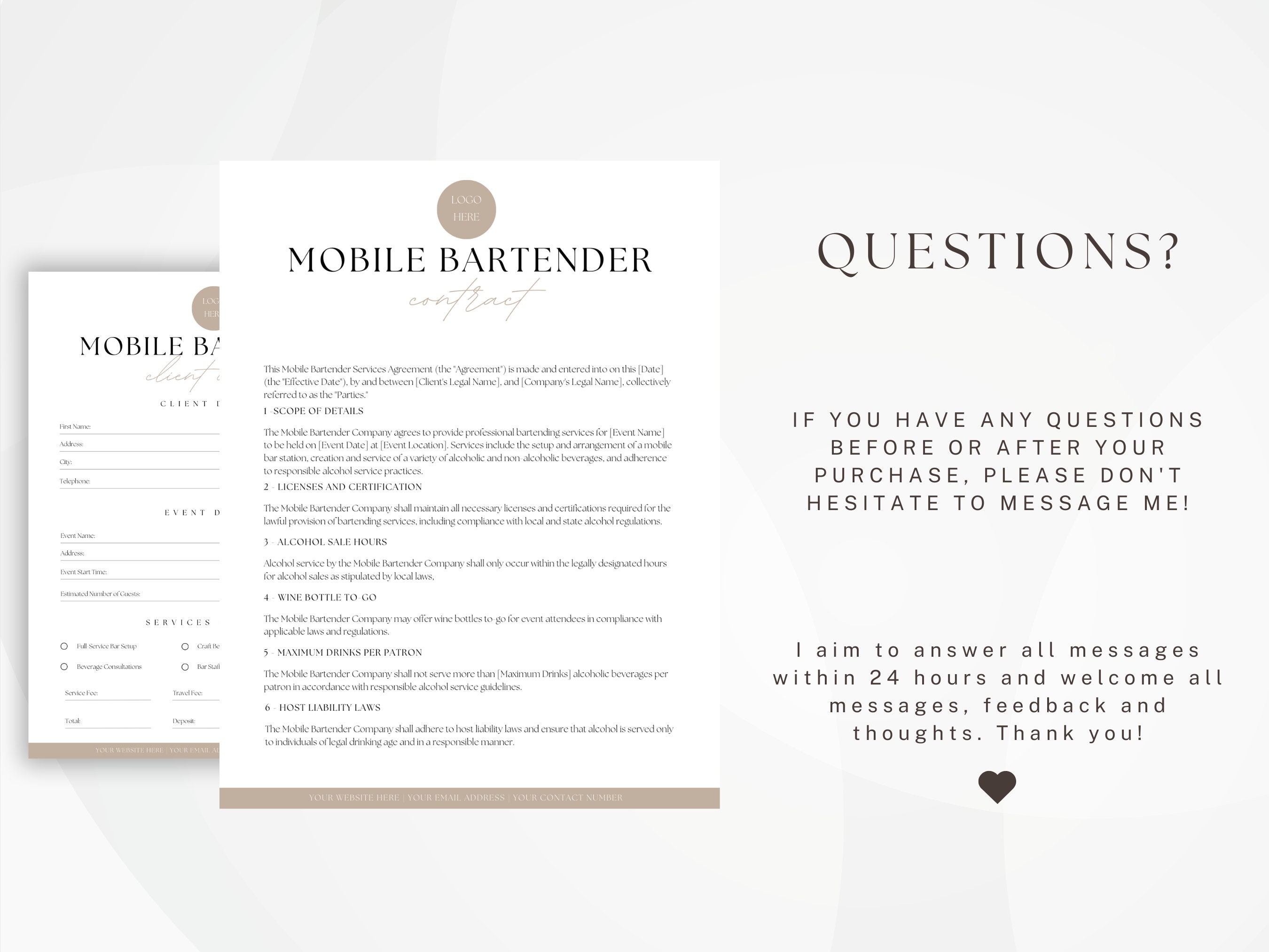 Mobile Bar Contract Template Canva Editable Bartender Etsy Mobile Bar Contract Template Canva Editable Bartender Etsy