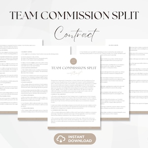 Team Commission Split Contract, Editable Real Estate Commission Agreement, Sales Commission Forms, Real Estate Invoice, Instant Download