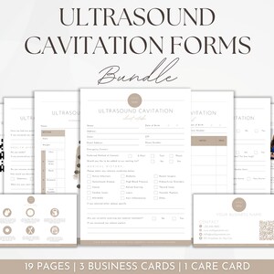Formulaires d'examen médical pour la cavitation par ultrasons, Modèles de formulaires pour la cavitation graisseuse, Formulaires de sculpture corporelle, Modèles modifiables pour esthéticienne, Cartes de suivi