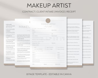 Makeup Artist Contract Template, Makeup Contract Agreement, Makeup Contract, MUA Contract, Makeup Service Form Bundle, Canva Template